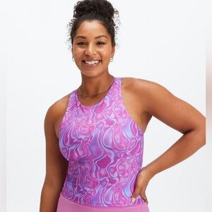 *FABLETICS* Purple x Blue Swirl Avianna Built-In Bra Tank Top NWT Size Large